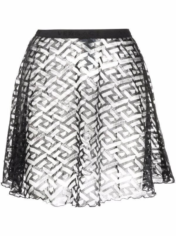 Versace 1B000 BLACK Jupe à Imprimé Greca Femme 1 Versace 1B000 BLACK Jupe à Imprimé Greca Femme