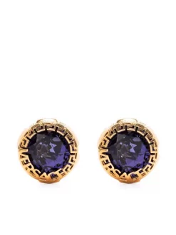 ( Nouvelle Collection ) Versace Boucles D'oreilles à Logo Greca Gravé 4J300 VERSACE GOLD VIOLET