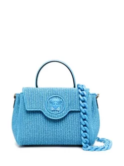 Versace 1U38V BLUE Sac à Main La Medusa En Raphia Femme -Pas Cher Versace Boutique 17333741 37724781 600