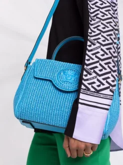 Versace 1U38V BLUE Sac à Main La Medusa En Raphia Femme -Pas Cher Versace Boutique 17333741 37725669 600