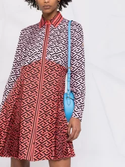 ( Nouvelle Collection ) Versace Robe-chemise La Greca En Soie 5P210 CANDY + BLACK -Pas Cher Versace Boutique 17333767 37889711 600