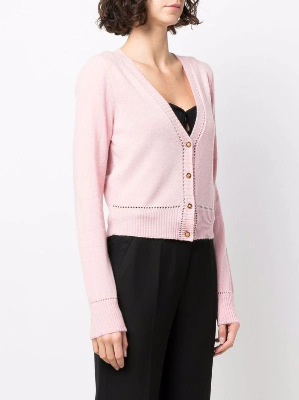 ( Nouvelle Collection ) Versace 1PB90 PINK Cardigan Boutonné à Col V Femme 3 ( Nouvelle Collection ) Versace 1PB90 PINK Cardigan Boutonné à Col V Femme – Image 3