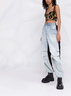 ( Nouvelle Collection ) Versace Brassière En Soie à Imprimé Graphique 5B000 BLACK GOLD -Pas Cher Versace Boutique 17333769 36987615 600