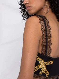 ( Nouvelle Collection ) Versace Brassière En Soie à Imprimé Graphique 5B000 BLACK GOLD -Pas Cher Versace Boutique 17333769 36987617 600