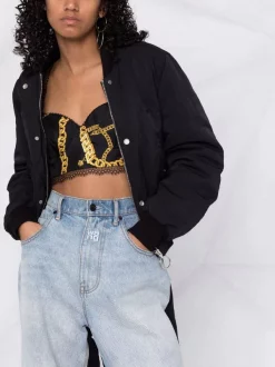 ( Nouvelle Collection ) Versace Brassière En Soie à Imprimé Graphique 5B000 BLACK GOLD -Pas Cher Versace Boutique 17333769 36987618 600