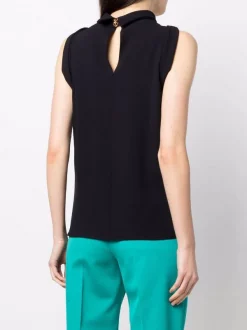 ( Nouvelle Collection ) Versace 1B000 BLACK Blouse Sans Manches à Col Montant Femme -Pas Cher Versace Boutique 17333777 36595250 600