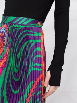 ( Nouvelle Collection ) Versace 5R010 ORANGE+MULTICOLOR Jupe Mi-longue Plissée à Imprimé Medusa Music Femme -Pas Cher Versace Boutique 17333787 0c0b5828 7d7c 4511 a172 095113afb0a9 600
