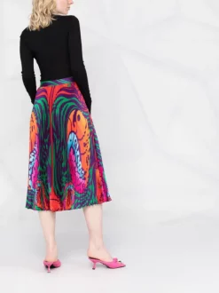( Nouvelle Collection ) Versace 5R010 ORANGE+MULTICOLOR Jupe Mi-longue Plissée à Imprimé Medusa Music Femme -Pas Cher Versace Boutique 17333787 21e4ed29 27d0 490f 9329 b98c5afaf7d4 600