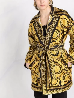 ( Nouvelle Collection ) Versace 5B090 BLACK GOLD Manteau Réversible à Imprimé La Coupe Des Dieux Barocco Femme -Pas Cher Versace Boutique 17333789 38693232 600