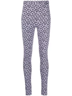 ( Nouvelle Collection ) Versace 5L160 ORCHID + BLACK Legging à Motif Monogrammé Femme