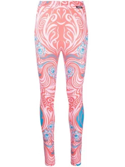 ( Nouvelle Collection ) Versace Legging Imprimé à Taille Haute 5P230 CANDY + CORAL