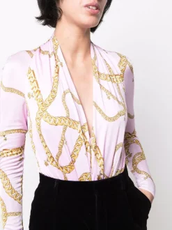 ( Nouvelle Collection ) Versace Blouse Cintrée à Imprimé Graphique 5P220 CANDY + GOLD -Pas Cher Versace Boutique 17333795 37173613 600