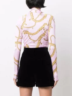 ( Nouvelle Collection ) Versace Blouse Cintrée à Imprimé Graphique 5P220 CANDY + GOLD -Pas Cher Versace Boutique 17333795 37173616 600