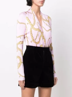 ( Nouvelle Collection ) Versace Blouse Cintrée à Imprimé Graphique 5P220 CANDY + GOLD -Pas Cher Versace Boutique 17333795 37175024 600