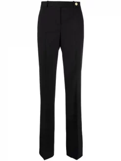 ( Nouvelle Collection ) Versace 1B000 BLACK Pantalon De Tailleur Ample à Pinces Femme