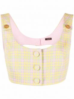 ( Nouvelle Collection ) Versace Haut Medusa à Motif Pied-de-poule Femme