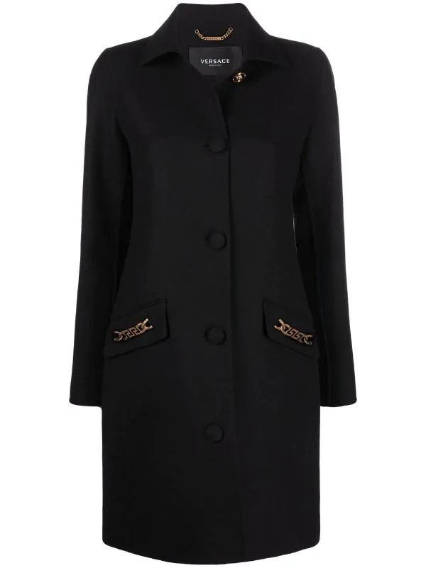 ( Nouvelle Collection ) Versace 1B000 BLACK Manteau Medusa à Simple Boutonnage Femme 1 ( Nouvelle Collection ) Versace 1B000 BLACK Manteau Medusa à Simple Boutonnage Femme
