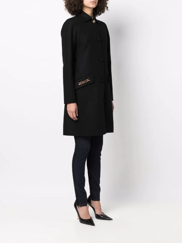 ( Nouvelle Collection ) Versace 1B000 BLACK Manteau Medusa à Simple Boutonnage Femme 3 ( Nouvelle Collection ) Versace 1B000 BLACK Manteau Medusa à Simple Boutonnage Femme – Image 3