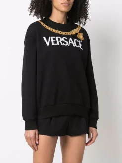 ( Nouvelle Collection ) Versace Sweat En Coton à Logo Imprimé 1B000 BLACK -Pas Cher Versace Boutique 17333815 37714405 600
