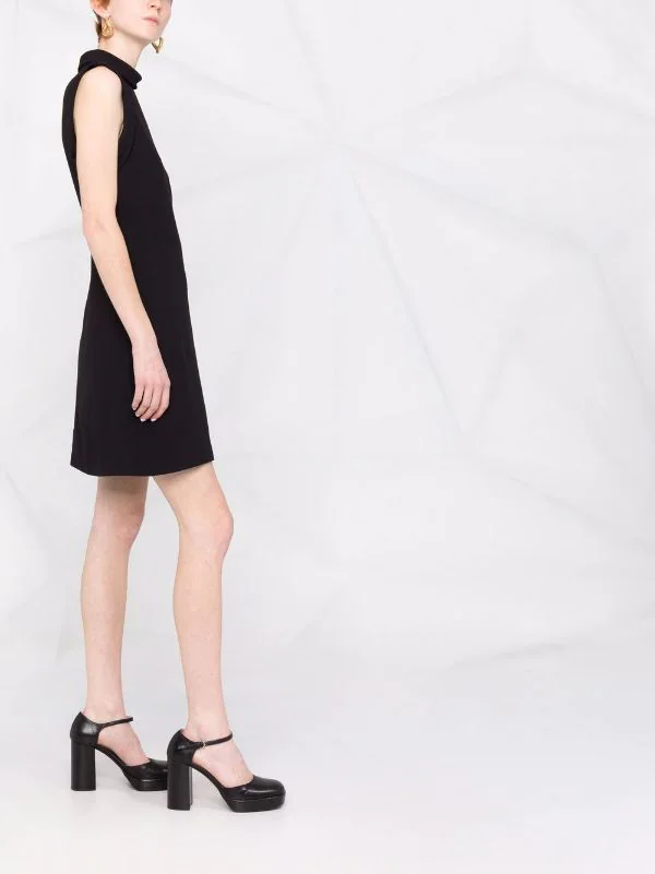 ( Nouvelle Collection ) Versace 1B000 BLACK Robe Courte Sans Manches à Col Montant Femme 4 ( Nouvelle Collection ) Versace 1B000 BLACK Robe Courte Sans Manches à Col Montant Femme – Image 4