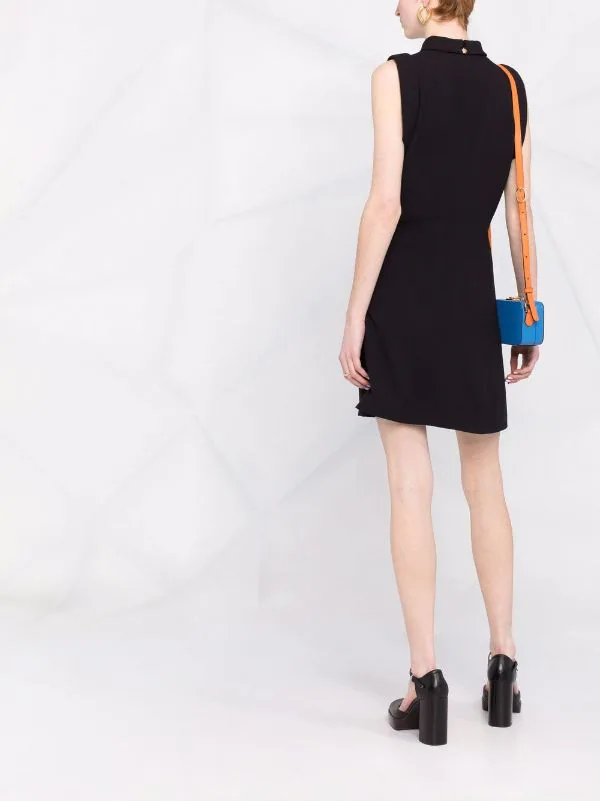 ( Nouvelle Collection ) Versace 1B000 BLACK Robe Courte Sans Manches à Col Montant Femme 6 ( Nouvelle Collection ) Versace 1B000 BLACK Robe Courte Sans Manches à Col Montant Femme – Image 6