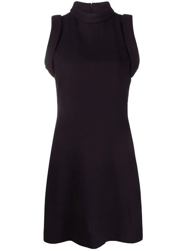 ( Nouvelle Collection ) Versace 1B000 BLACK Robe Courte Sans Manches à Col Montant Femme 1 ( Nouvelle Collection ) Versace 1B000 BLACK Robe Courte Sans Manches à Col Montant Femme