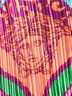 ( Nouvelle Collection ) Versace Robe Plissée à Logo Imprimé 5R010 ORANGE MULTICOLOR -Pas Cher Versace Boutique 17333829 38677917 600