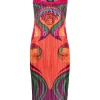 ( Nouvelle Collection ) Versace Robe Plissée à Logo Imprimé 5R010 ORANGE MULTICOLOR