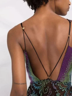 ( Nouvelle Collection ) Versace Robe Longue à Ornements En Cristal 1B000 BLACK -Pas Cher Versace Boutique 17333830 38229018 600