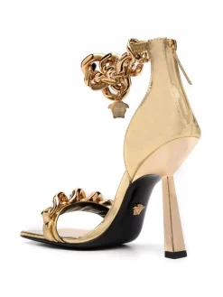 Versace 1X00V ORO ORO VERSACE Sandales Medusa à Détail De Chaîne Femme -Pas Cher Versace Boutique 17333845 37442734 600