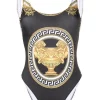 ( Nouvelle Collection ) Versace Maillot De Bain à Imprimé Greek Key 5W170 WHITE+GOLD+BLACK
