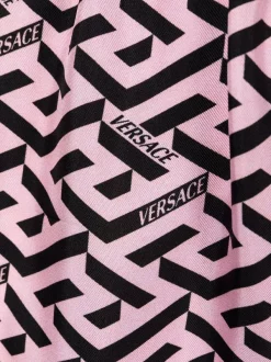 ( Nouvelle Collection ) Versace 5P210 CANDY+BLACK Pantalon De Pyjama à Imprimé La Greca Signature Femme -Pas Cher Versace Boutique 17333866 36367682 600