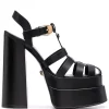 ( Nouvelle Collection ) Versace Sandales à Plateforme 1B00V BLACK VERSACEGOLD