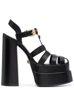 ( Nouvelle Collection ) Versace Sandales à Plateforme 1B00V BLACK VERSACEGOLD