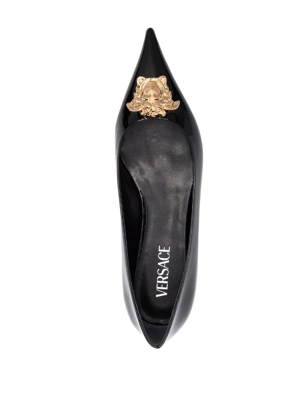 ( Nouvelle Collection ) Versace 1B00V NERO - ORO VERSACE Ballerines à Plaque Medusa Femme 4 ( Nouvelle Collection ) Versace 1B00V NERO - ORO VERSACE Ballerines à Plaque Medusa Femme – Image 4