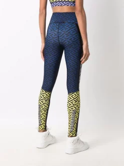 ( Nouvelle Collection ) Versace 6U680 BLUNAVY+ORCHID+PINEAPPLE Legging Colour Block à Imprimé Greca Femme -Pas Cher Versace Boutique 17333916 36784344 600