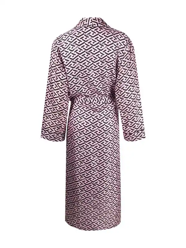 ( Nouvelle Collection ) Versace 5P210 CANDY+BLACK Peignoir En Soie à Imprimé La Greca Femme 2 ( Nouvelle Collection ) Versace 5P210 CANDY+BLACK Peignoir En Soie à Imprimé La Greca Femme – Image 2