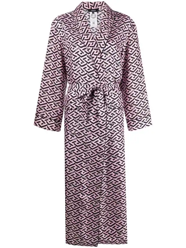 ( Nouvelle Collection ) Versace 5P210 CANDY+BLACK Peignoir En Soie à Imprimé La Greca Femme 1 ( Nouvelle Collection ) Versace 5P210 CANDY+BLACK Peignoir En Soie à Imprimé La Greca Femme