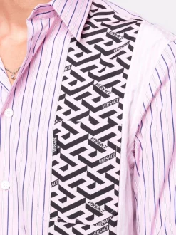 ( Nouvelle Collection ) Versace Chemise La Greca à Fines Rayures Homme -Pas Cher Versace Boutique 17334069 37715124 600