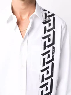 ( Nouvelle Collection ) Versace 1W000 OPTICAL WHITE T-shirt à Imprimé Greca Homme -Pas Cher Versace Boutique 17334071 36616583 600