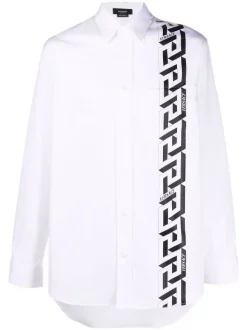 ( Nouvelle Collection ) Versace 1W000 OPTICAL WHITE T-shirt à Imprimé Greca Homme