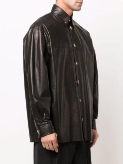 Versace 1B000 BLACK Chemise En Cuir à Boutonnière Homme -Pas Cher Versace Boutique 17334073 37169735 600