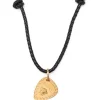 ( Nouvelle Collection ) Versace 1B00V BLACK VERSACEGOLD Collier En Cuir Tressé à Pendentif Logo Homme