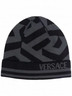 ( Positively Conscious ) Versace Bonnet La Greca En Maille Femme