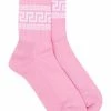 ( Nouvelle Collection ) Versace Chaussettes Greca Nervurées 2P680 Candy+white
