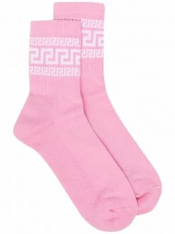 ( Nouvelle Collection ) Versace Chaussettes Greca Nervurées 2P680 Candy+white