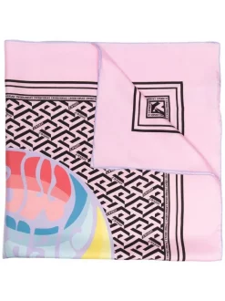 ( Nouvelle Collection ) Versace 5P210 CANDY+BLACK écharpe En Soie à Motif Greca Homme