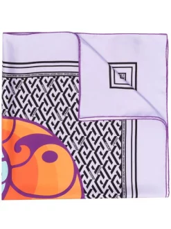 ( Nouvelle Collection ) Versace écharpe En Soie à Imprimé Greca Femme