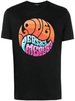 ( Nouvelle Collection ) Versace T-shirt Medusa à Slogan Imprimé Homme
