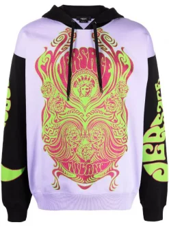 ( Nouvelle Collection ) Versace 2D360 ORCHID + PRINT Hoodie à Imprimé Graphique Homme